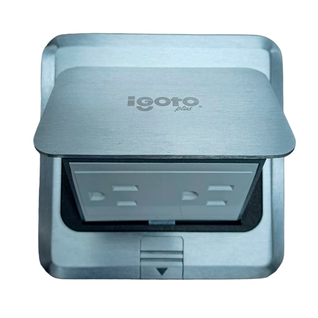 [IG-TDE] Igoto - Toma Corriente Doble para Empotrar con Cajetin 4x4 Acero Inoxidable