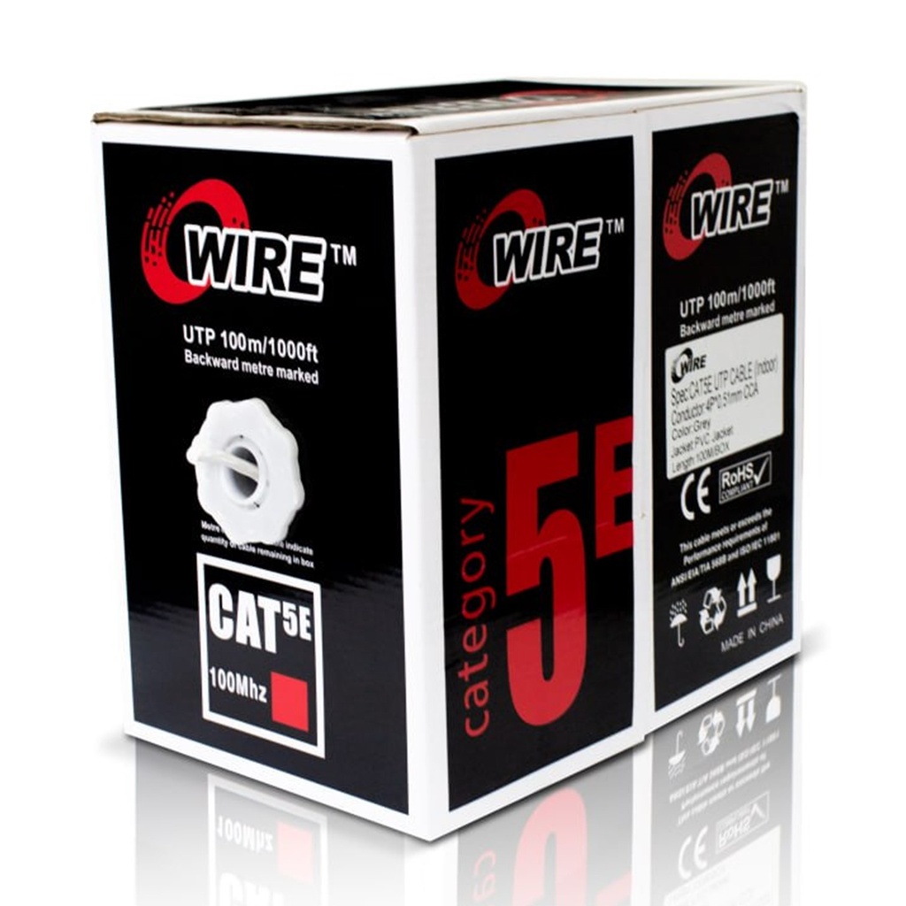 [ATO-CUC5INDCCA1] Owire - Cable UTP CAT5e (Categoria 5e) CCA Interior (Gris) [Caja 100 Metros]