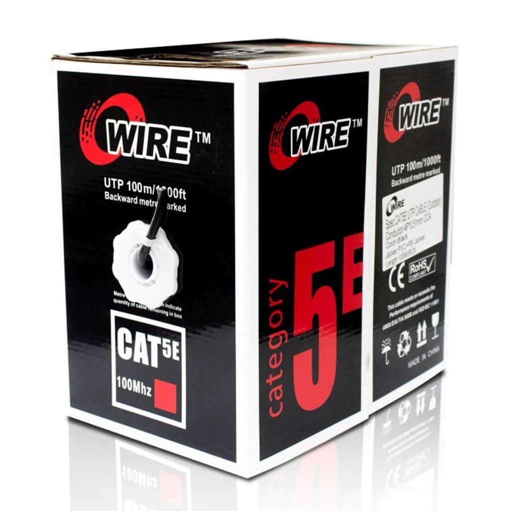[ATO-CUC5OUTCCA1] Owire - Cable UTP CAT5e (Categoria 5e) CCA Exterior (Negro) [Caja 100 Metros]