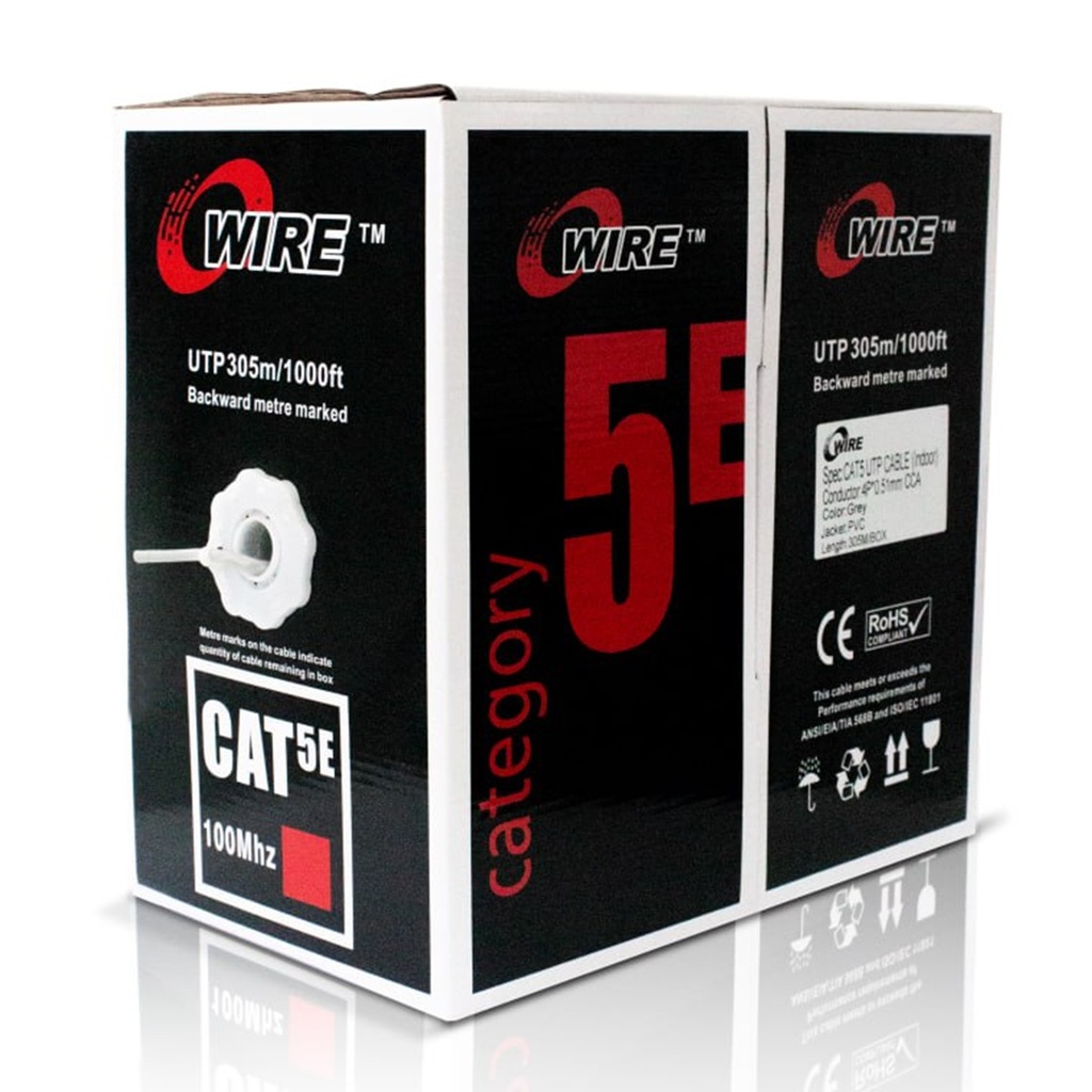 [ATO-CUC5INDCCA3] Owire - Cable UTP CAT5e (Categoria 5e) CCA Interior (Gris) [Caja 305 Metros]