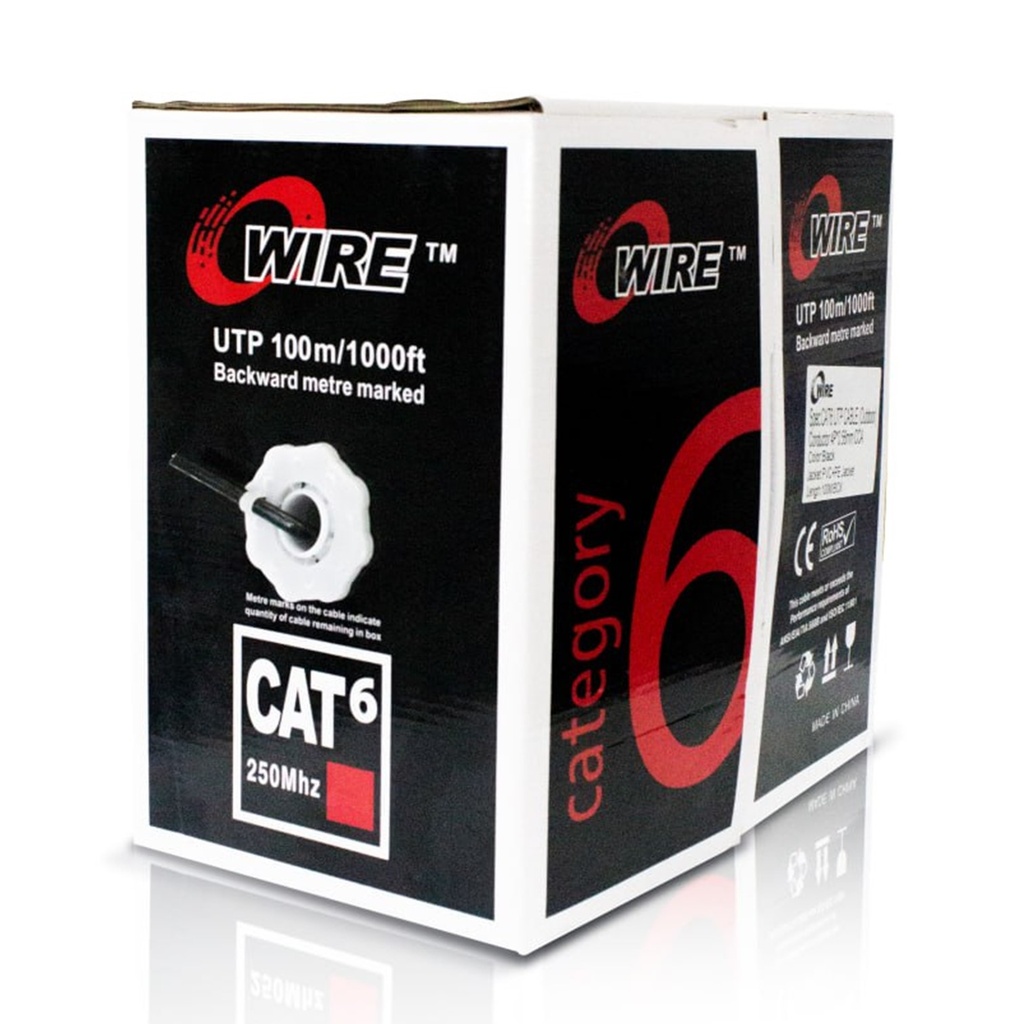 [ATO-CUC6OUTCCA1] Owire - Cable UTP CAT6 (Categoria 6) CCA Exterior (Negro) [Caja 100 Metros]