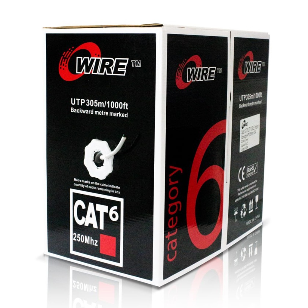 [ATO-CUC6INDCCA3] Owire - Cable UTP CAT6 (Categoria 6) CCA Interior (Gris) [Caja 305 Metros]