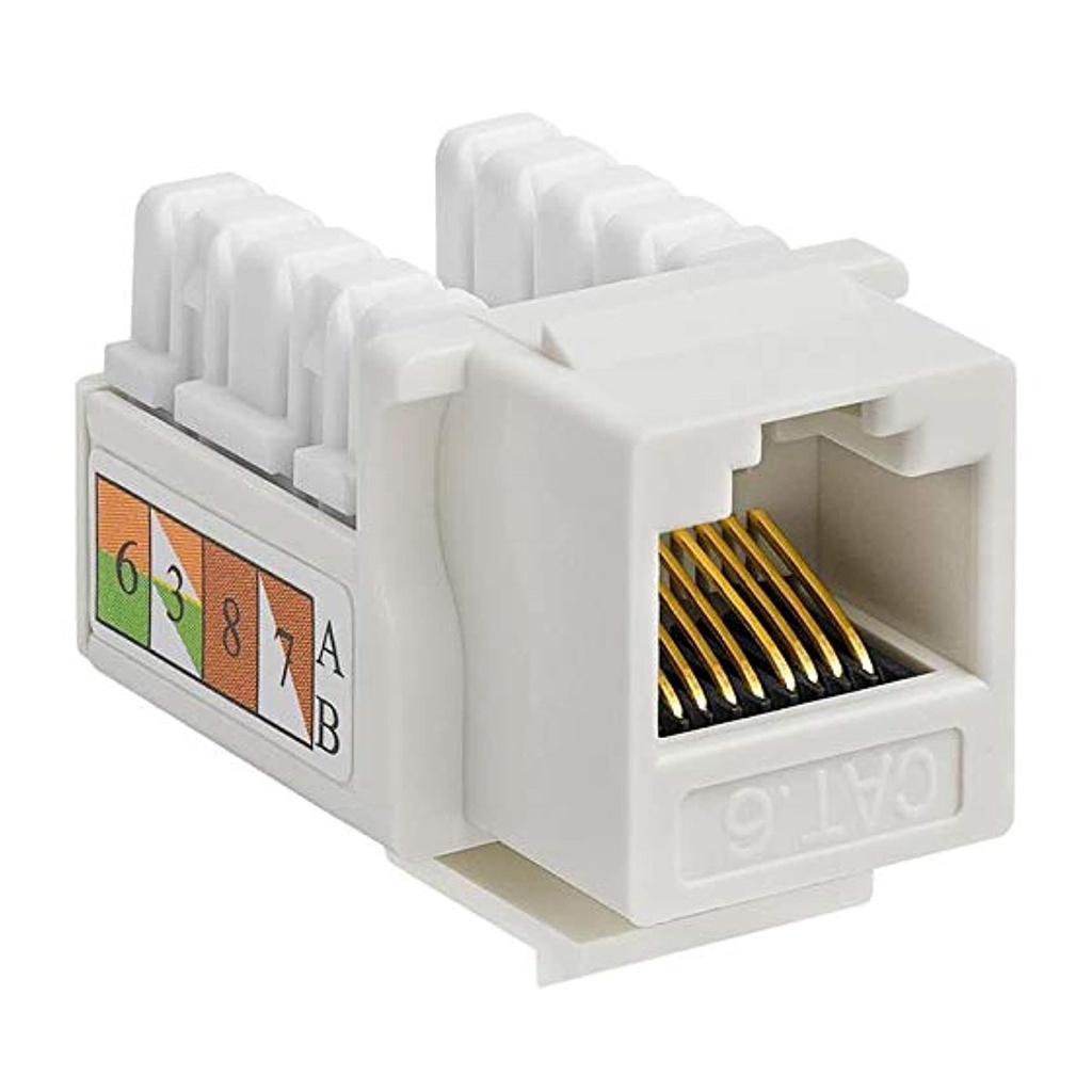 [ATB-COUPLER6] Beconnect  - Conector Keystone Jack Coupler RJ-45 CAT6 (Categoria 6) (Blanco) [Unidad]