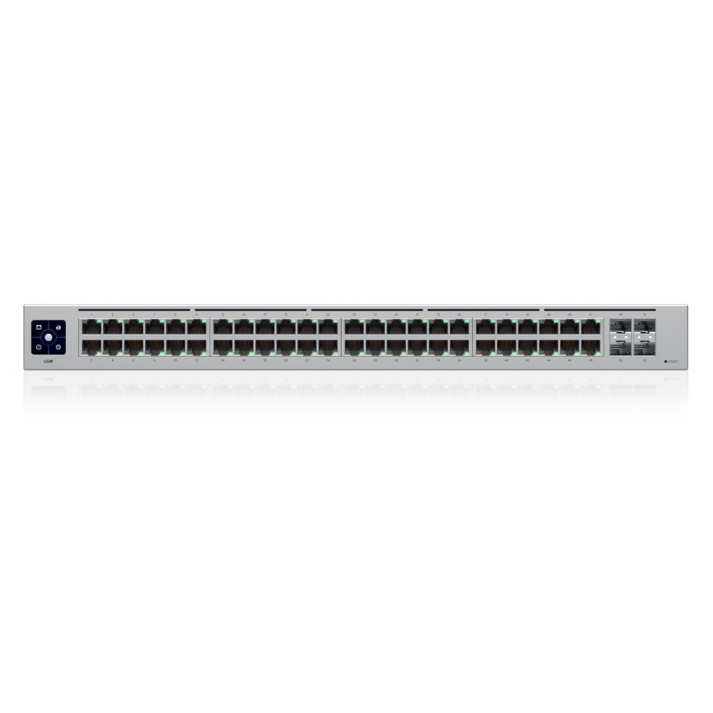 [USW-48] Ubiquiti - Switch UniFi Capa 2 de 48 Puertos Gigabit y 4 Puertos 1G SFP 195W Pantalla Informativa