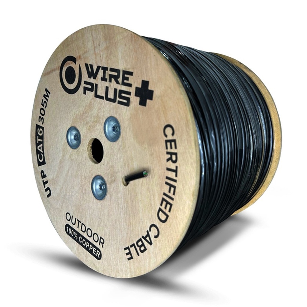 [CAB-UTP6-305-CO-OUT] Wireplus - Cable UTP CAT6 (Categoria 6) 100% Cobre Exterior (Negro) [Bobina 305 Metros]