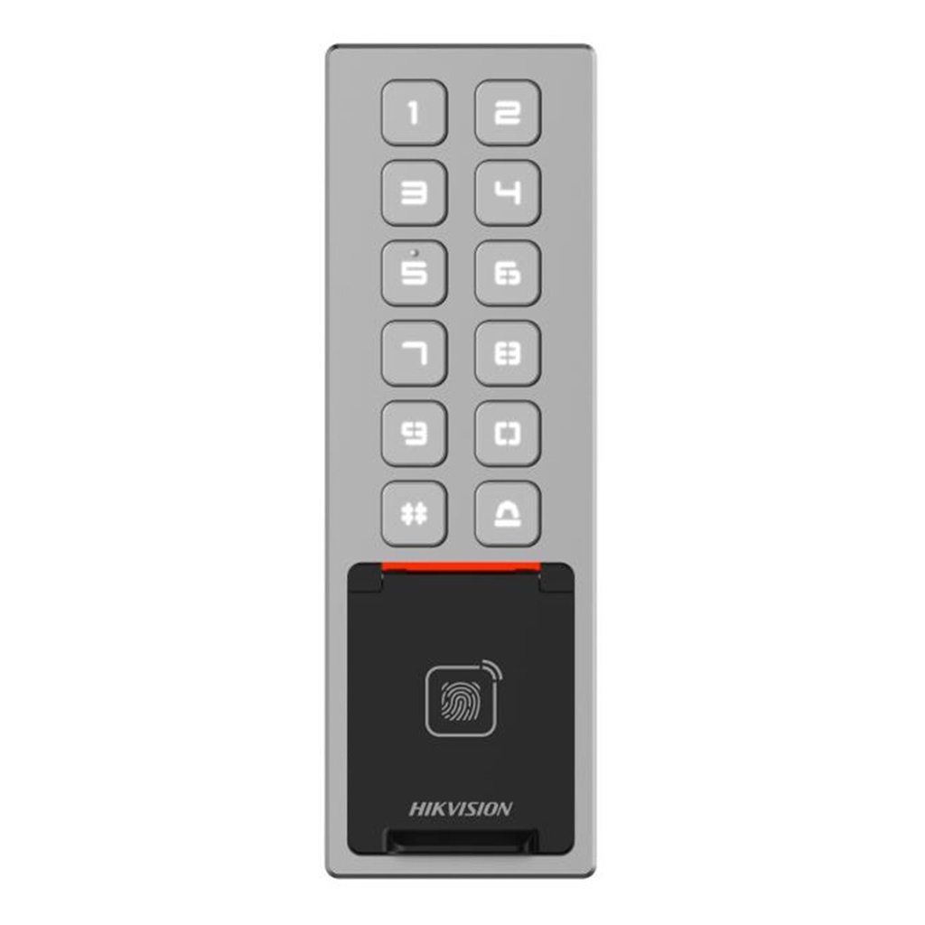 [DS-K1T805MBFWX] Hikvision - Terminal de Control de Acceso Tarjeta M1 Card, Huella Digital, PIN y Bluetooth