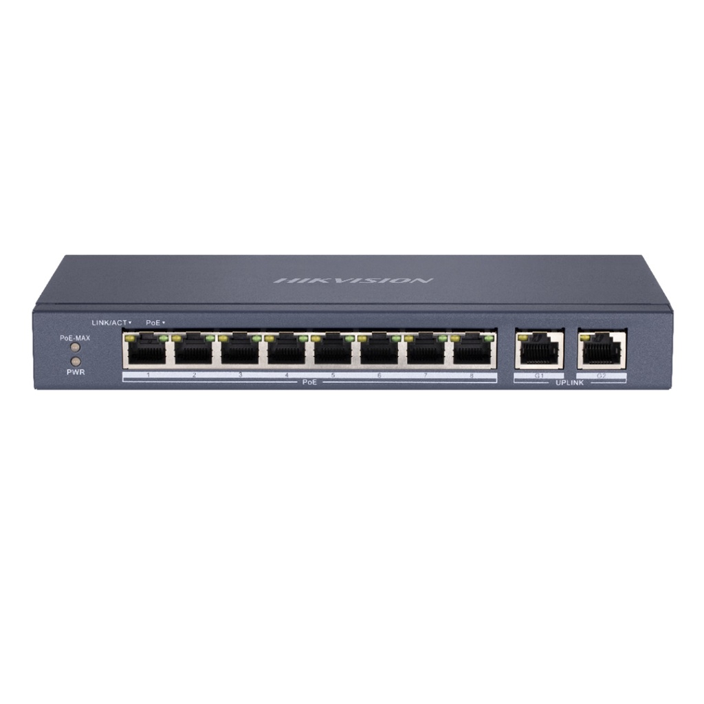 [DS-3E0310P-E/M] Hikvision - Switch POE 8 Puertos a 10/100 Mbps + 2 Puertos 10/100/1000 Mbps Uplink 30W