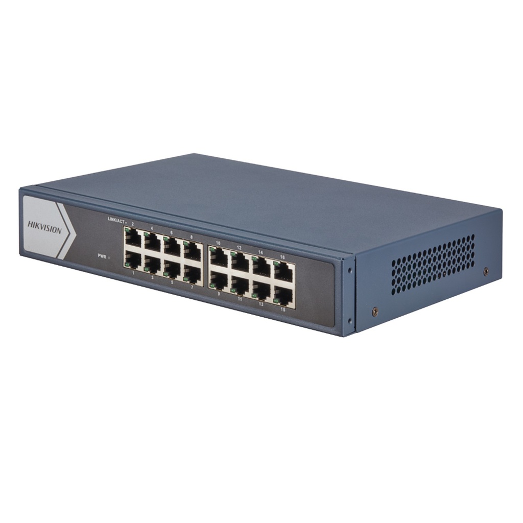 [DS-3E0516-E(B)] Hikvision - Switch de Escritorio de 16 Puertos a 10/100/1000 Mbps