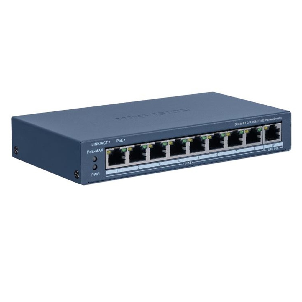 [DS-3E1309P-EI/M] Hikvision - Switch Monitoreable POE 8 Puertos a 10/100 Mbps + 1 Puerto 10/100/1000 Mbps Uplink 110W