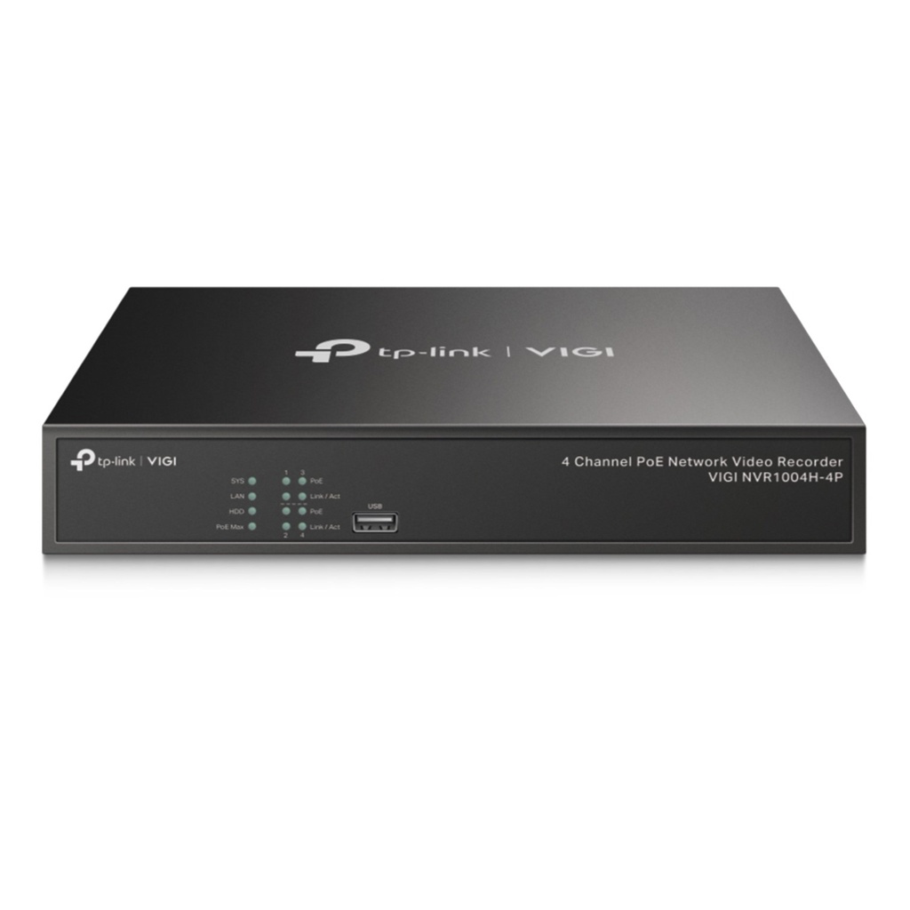 [NVR1004H-4P] Vigi By TP-Link - NVR IP 4 Canales 4 Puertos PoE+ Salida de Vídeo HDMI 4K H.265+ ONVIF