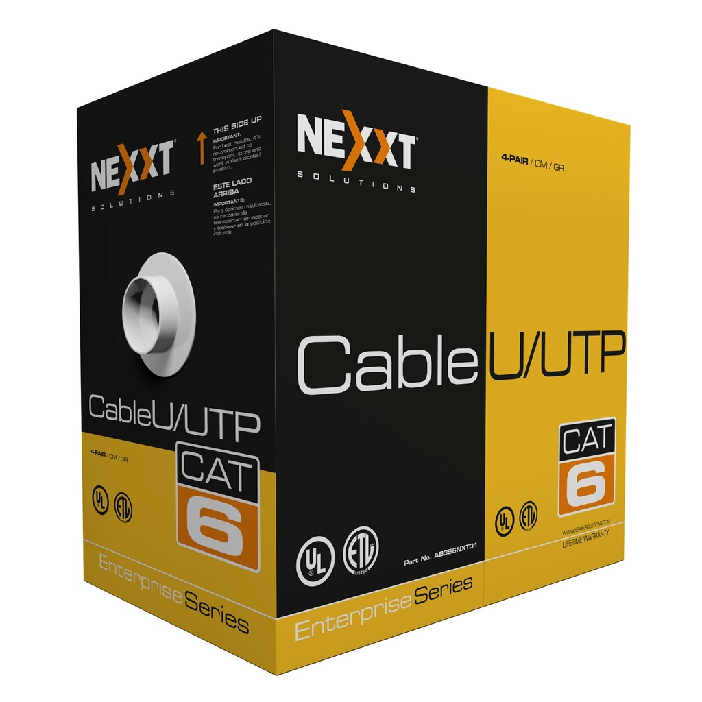 [AB356NXT01] Nexxt - Cable UTP Categoria 6 100% Cobre 23AWG CM Interior Gris [305m/1000ft]