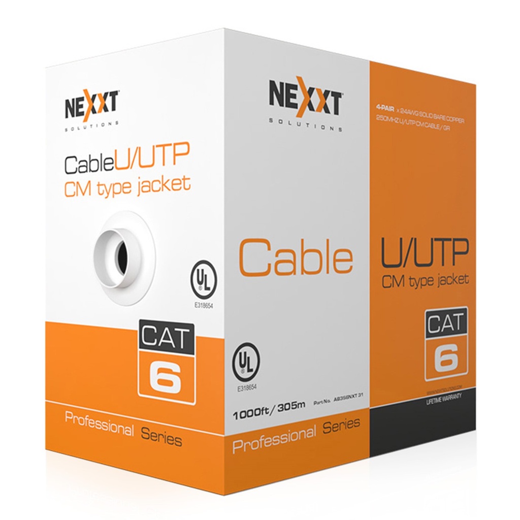 [AB356NXT32] Nexxt - Cable UTP Categoria 6 100% Cobre 24AWG CM Interior Azul [305m/1000ft]