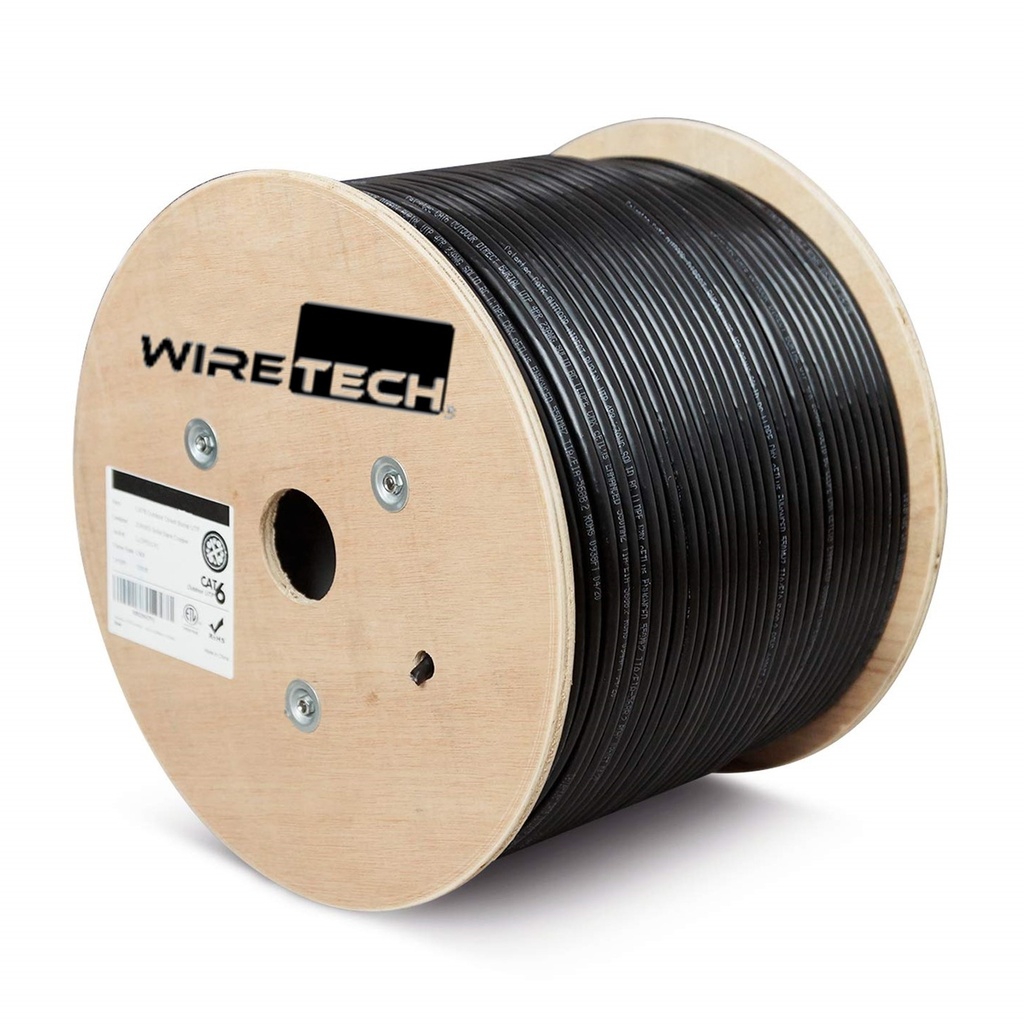 [305CAT6EXT] WireTech - Cable UTP CAT6 (Categoria 6) Exterior (Negro) [Bobina 305 Metros]