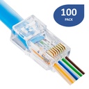 [WP-RJ45CAT6-EZ] Wireplus - Conector RJ45 EZ Categoria 6 Pass-Through Pasante [100 Unidades]