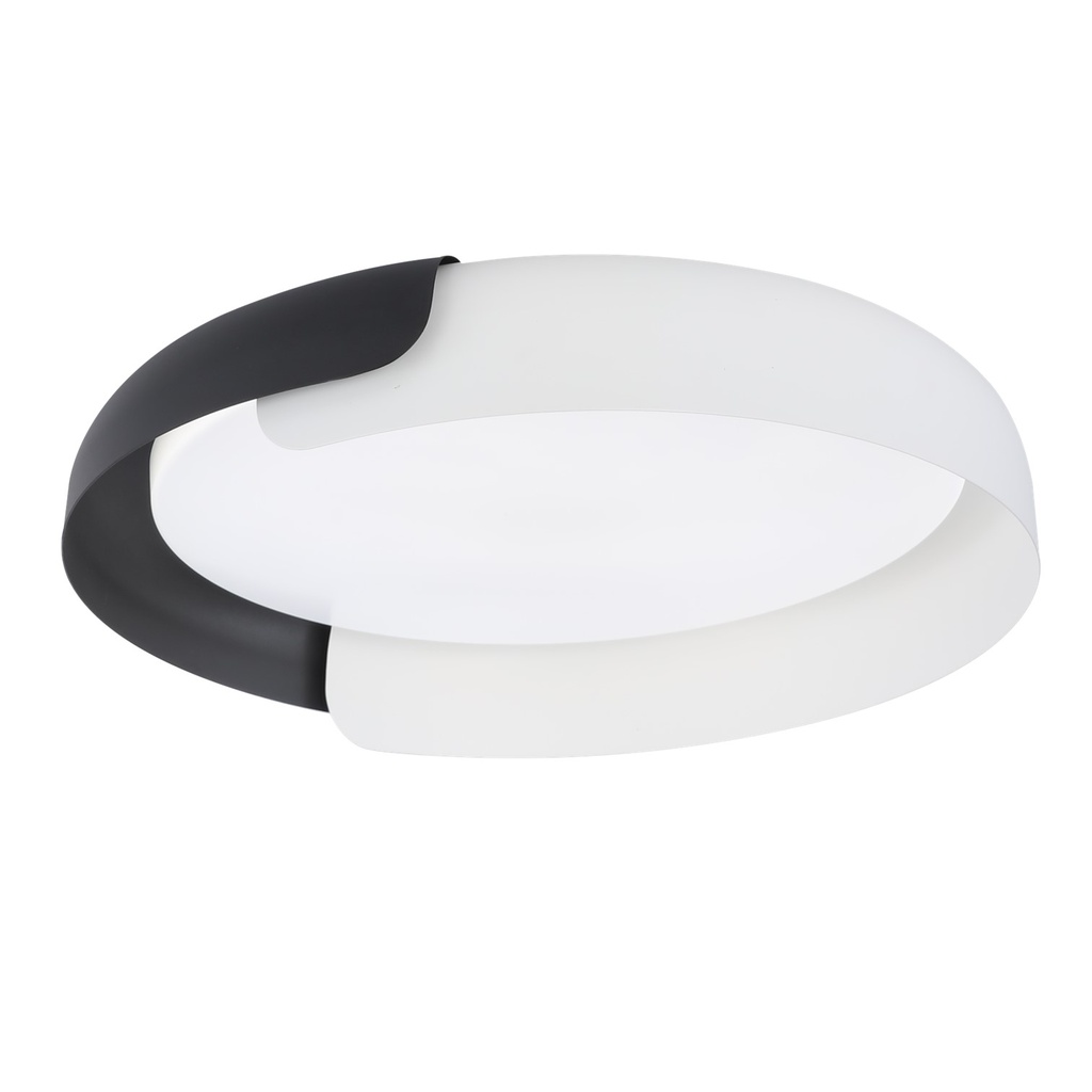 [S-702BN] Lucerna - Lampara de Techo Plafon Decorativo Menguante 32W Blanco/Negro [460mmx90mm] C/Control Dimerizable 3K-4K-6K Superficial