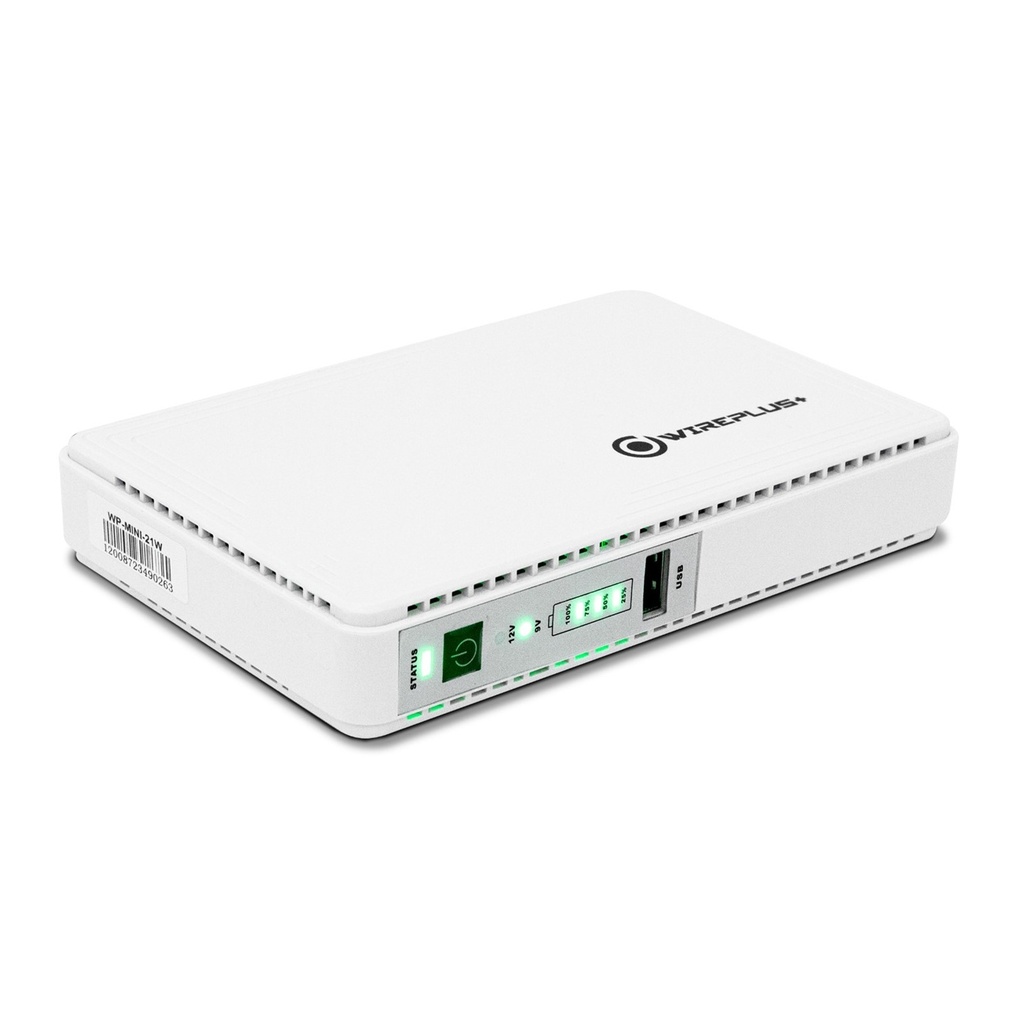 [WP-MINI-21W] Wireplus - Mini UPS 21w 2200Mahx4 120v/ac  input output USB 5v Dc 9V o 12v poe 15V/24V