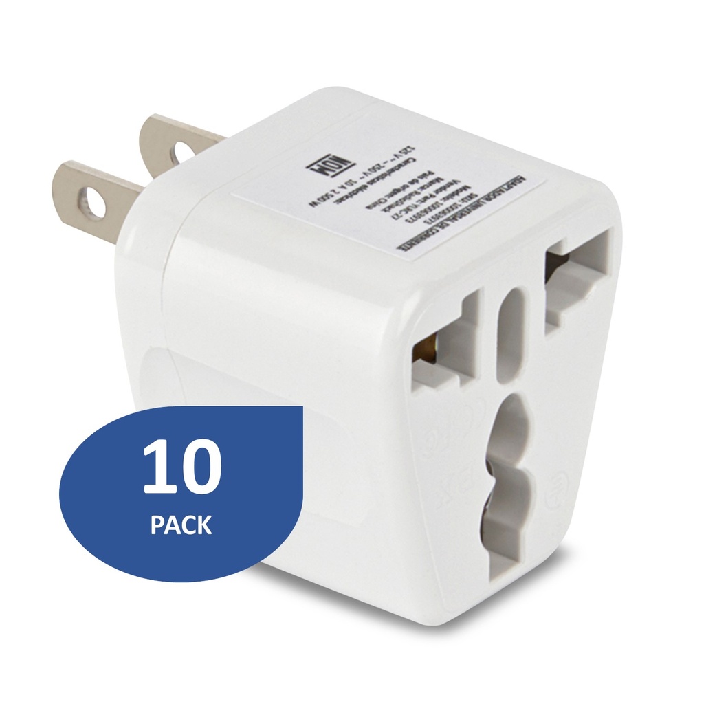 [ADA034-10] Adaptador Europeo a Americano 3 Pin [10 Unidades]