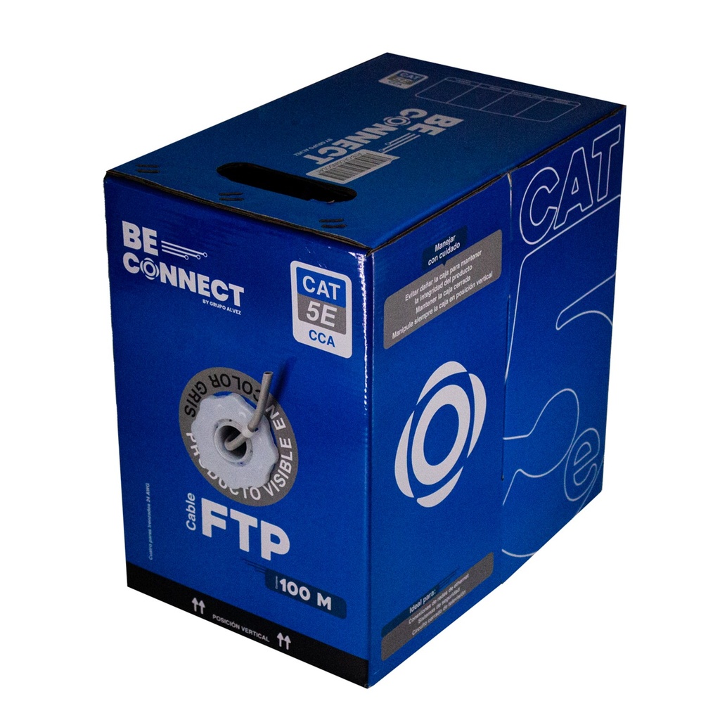 [ATB-CFC5INDCCA1] Beconnect - Cable FTP Apantallado CAT5e (Categoria 5e) CCA Interior (Gris) [Bobina 100 Metros]