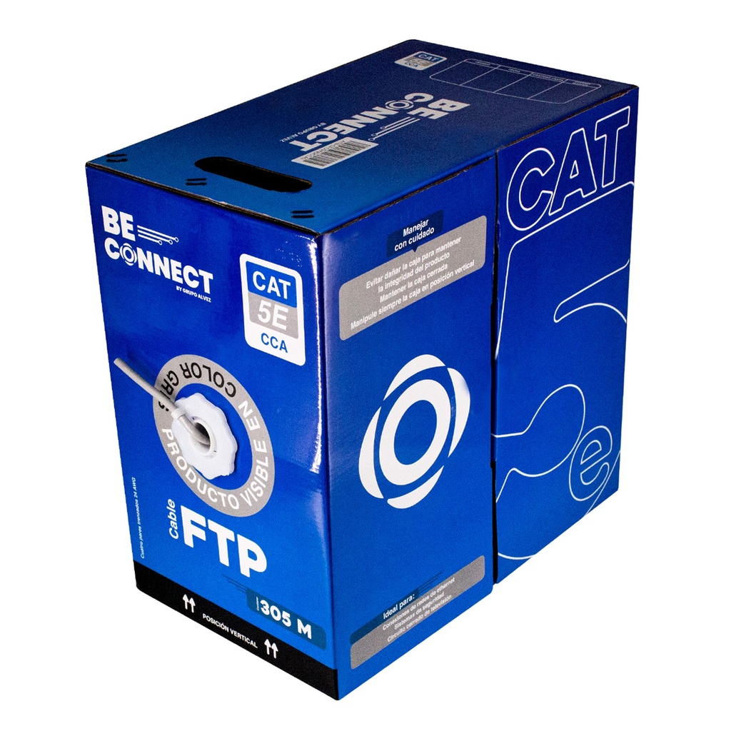 [ATB-CFC5INDCCA3] Beconnect - Cable FTP Apantallado CAT5e (Categoria 5e) CCA Interior (Gris) [Bobina 305 Metros]