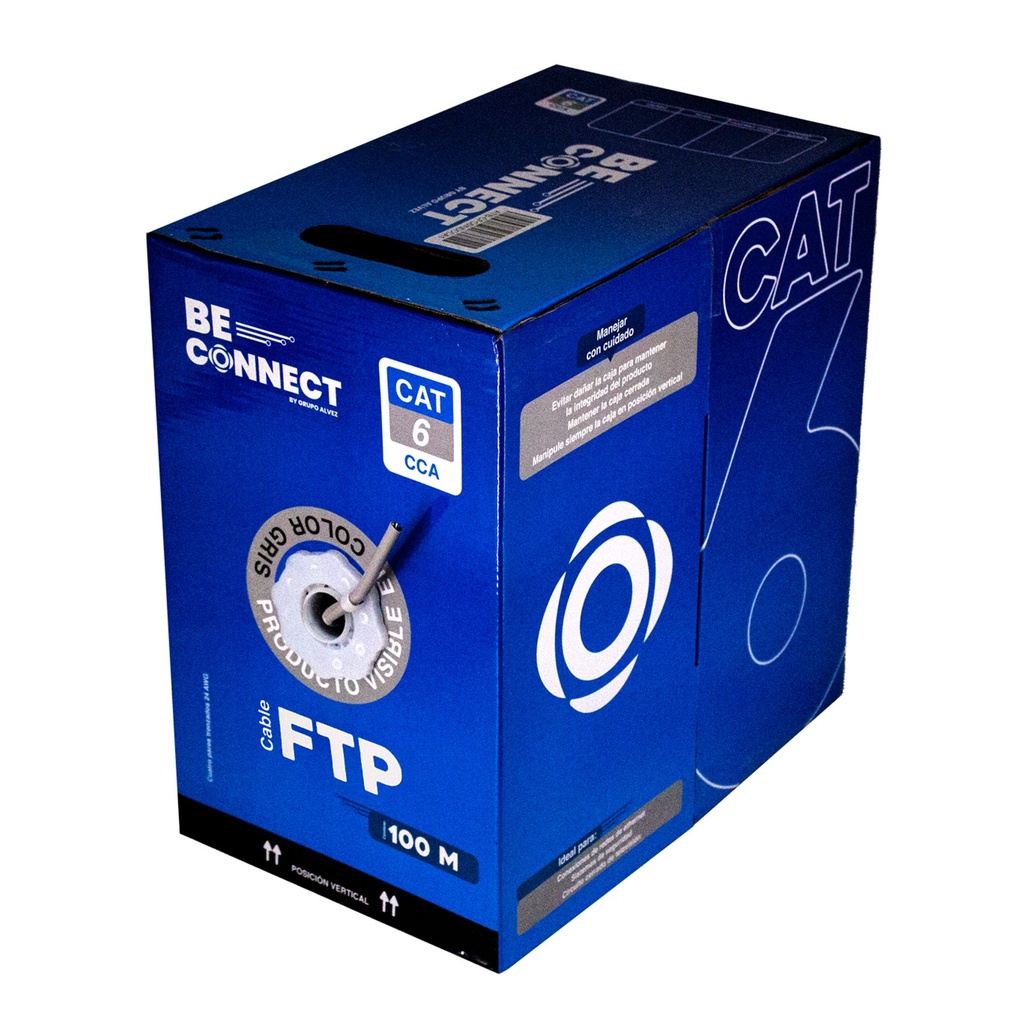[ATB-CFC6INDCCA1] Beconnect - Cable FTP Apantallado CAT6 (Categoria 6) CCA Interior (Gris) [Bobina 100 Metros]