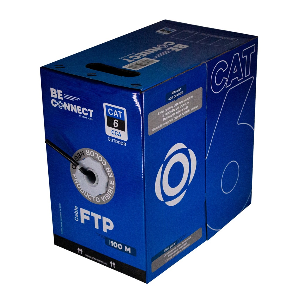 [ATB-CFC6OUTCCA1] Beconnect - Cable FTP Apantallado CAT6 (Categoria 6) CCA Doble Chaqueta Exterior (Negro) [Bobina 100 Metros]