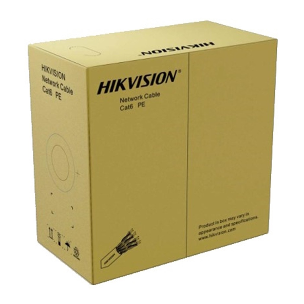 [DS-1LN6OUSPE] Hikvision - Cable U/UTP CAT6 (Categoria 6) 100% Cobre 0.55mm Exterior (Negro) [Caja 305 Metros]