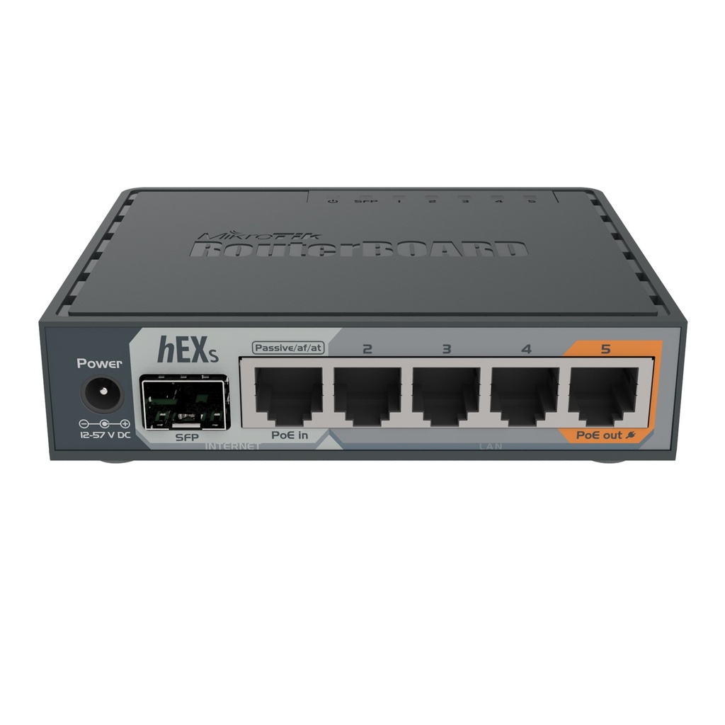 [RB760iGS] Mikrotik - (hEX S) Router Dual Core 5 Puertos Gigabit 1 Puerto SFP PoE in PoE Out