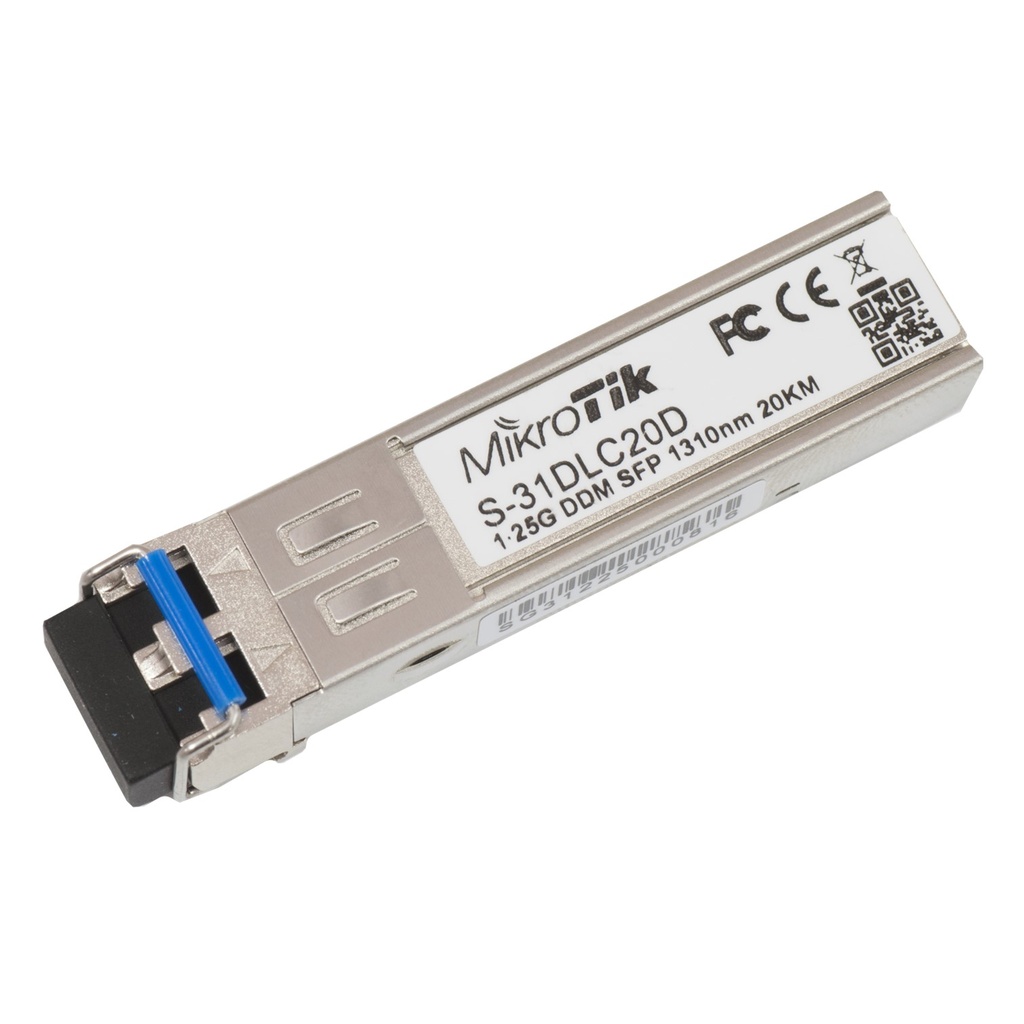 [S-31DLC20D] Mikrotik - Transceptor MiniGbic SFP 1.25G LC Duplex para Fibra Mono Modo 20 KM