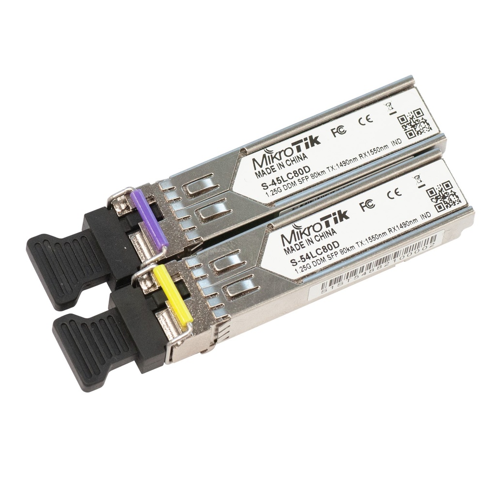 [S-4554LC80D] Mikrotik - Par de Modulos SFP S-45LC80D y S-54LC80D (SM) (80km)