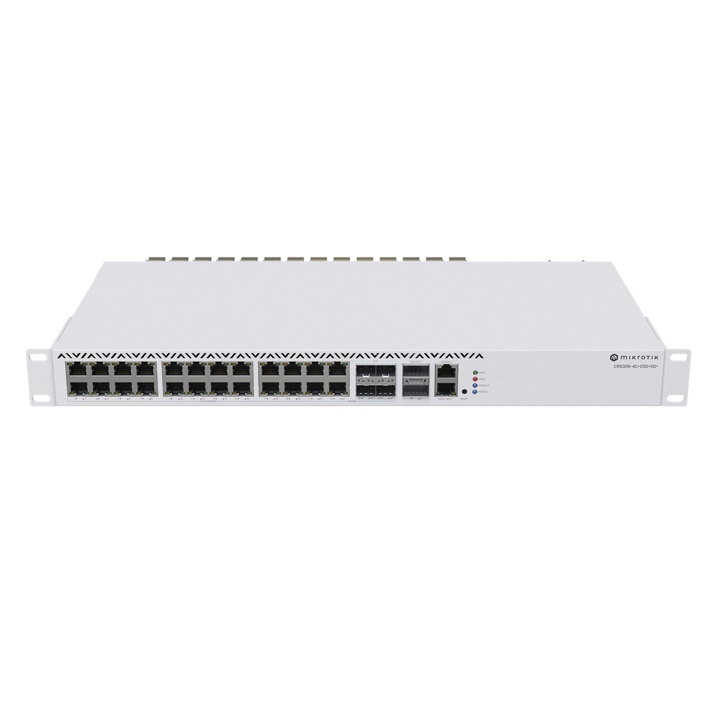 [CRS326-4C+20G+2Q+RM] Mikrotik - Switch Capa 3 con 4 Puertos Combo 20 Puertos Ethernet 2.5 Gigabit y 2 Puertos QSFP+