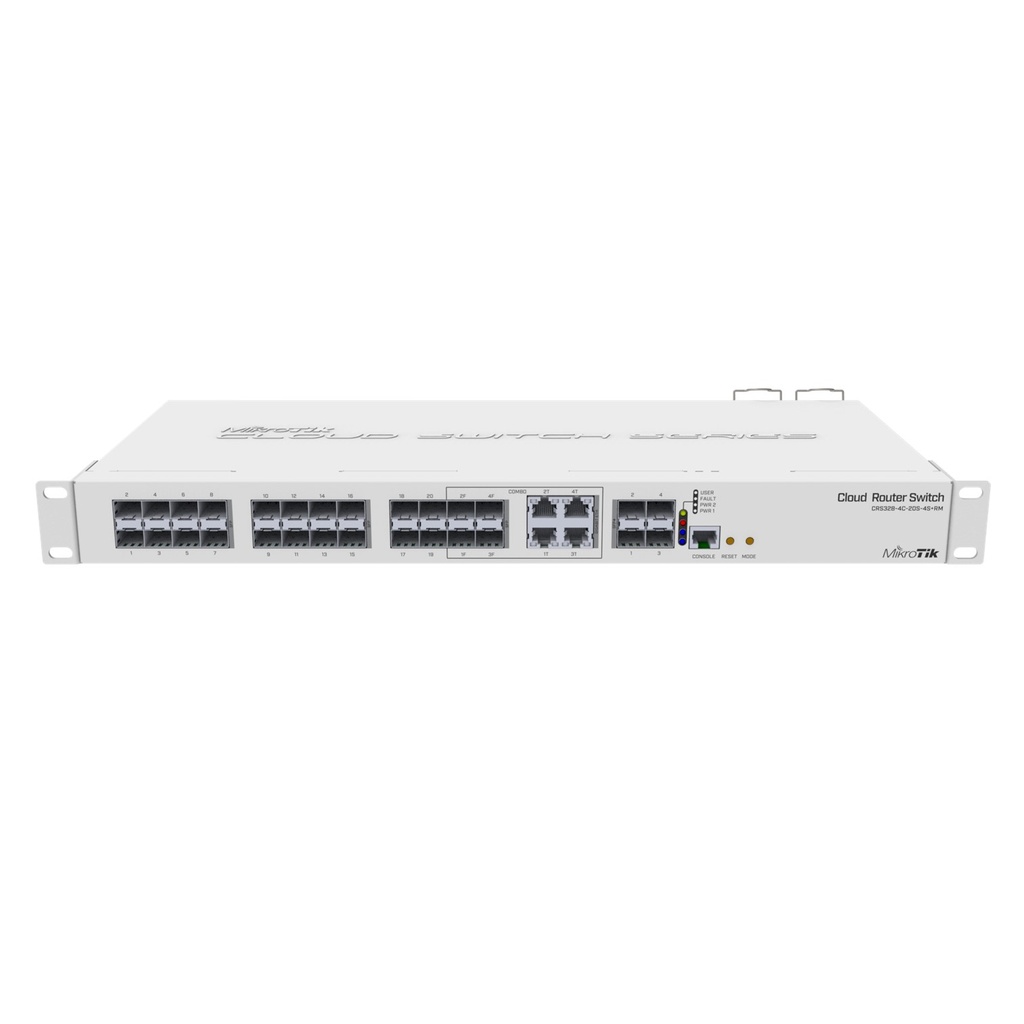 [CRS328-4C-20S-4S+RM] Mikrotik - Cloud Router Switch Administrable L3 4 Puertos Combo TP/SFP 20 Puertos SFP 4 Puertos SFP+