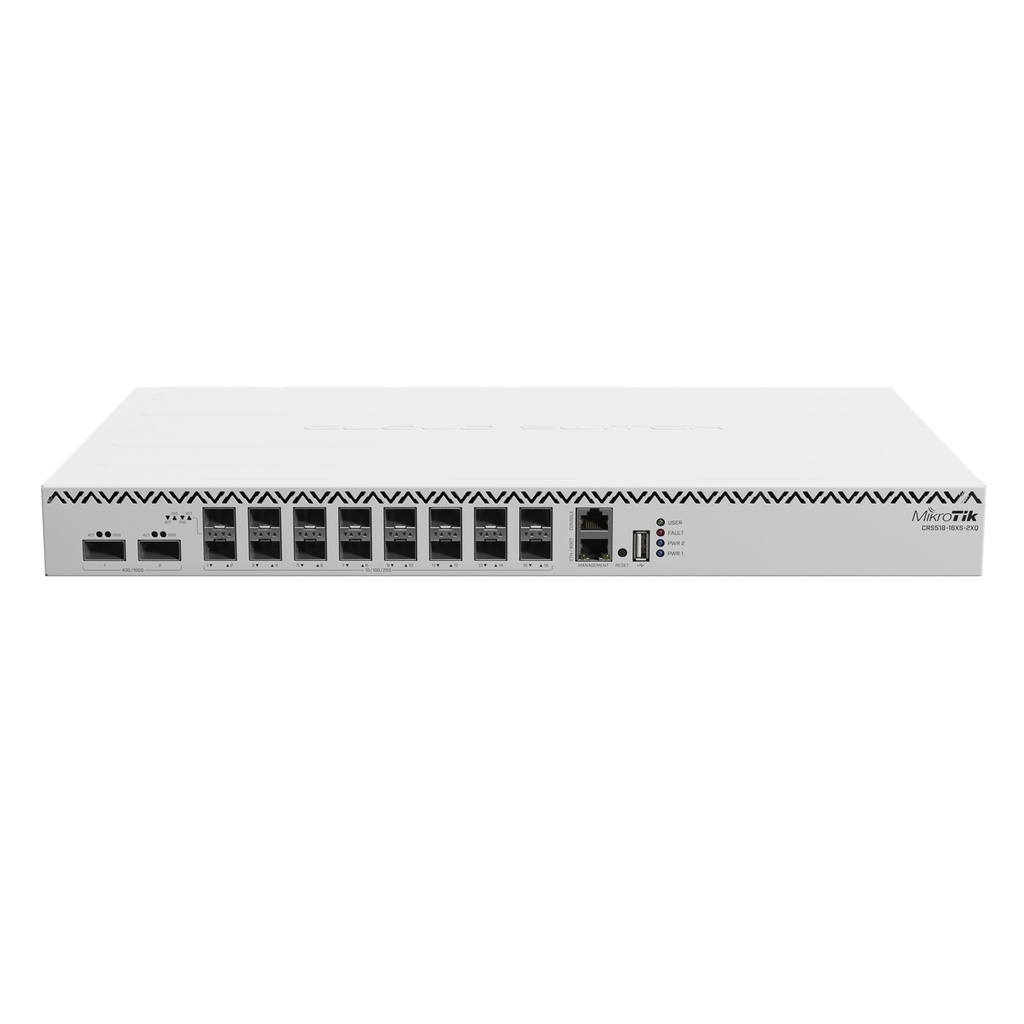 [CRS518-16XS-2XQ-RM] Mikrotik - Cloud Router Switch 16 Puertos SFP28 25 Gbps 2 Puertos QSFP28 10 Gbps
