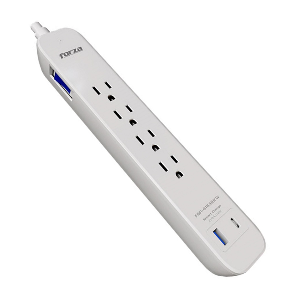 [FSP-411USBCW] Forza - Regleta 1625W 4 Tomas 110V / 220V 4 X NEMA Universal 5-15R