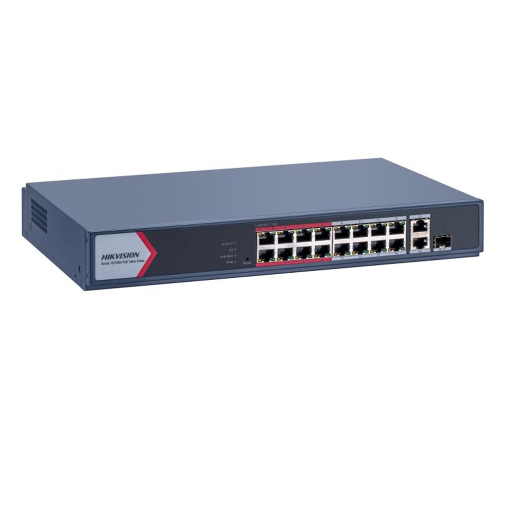 [DS-3E1318P-EI/M(O-STD)]  Hikvision - Switch 16 Puertos Poe - 2 Puertos 1000 Mbps + 2 Puertos SFP