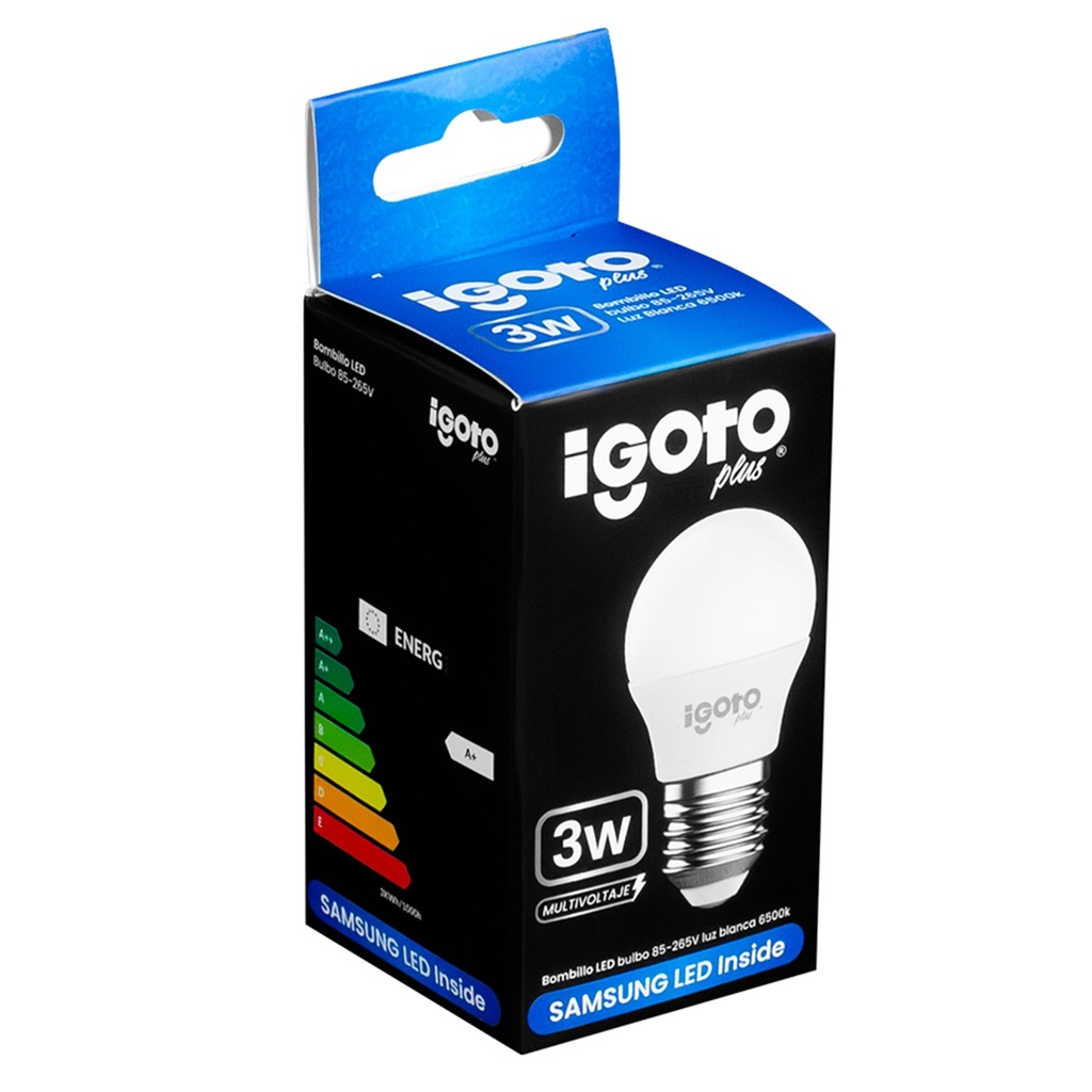 [IG-BLCS3W] Igoto - Bombillo LED Bulbo 3W 6500K Luz Fria Rosca E27