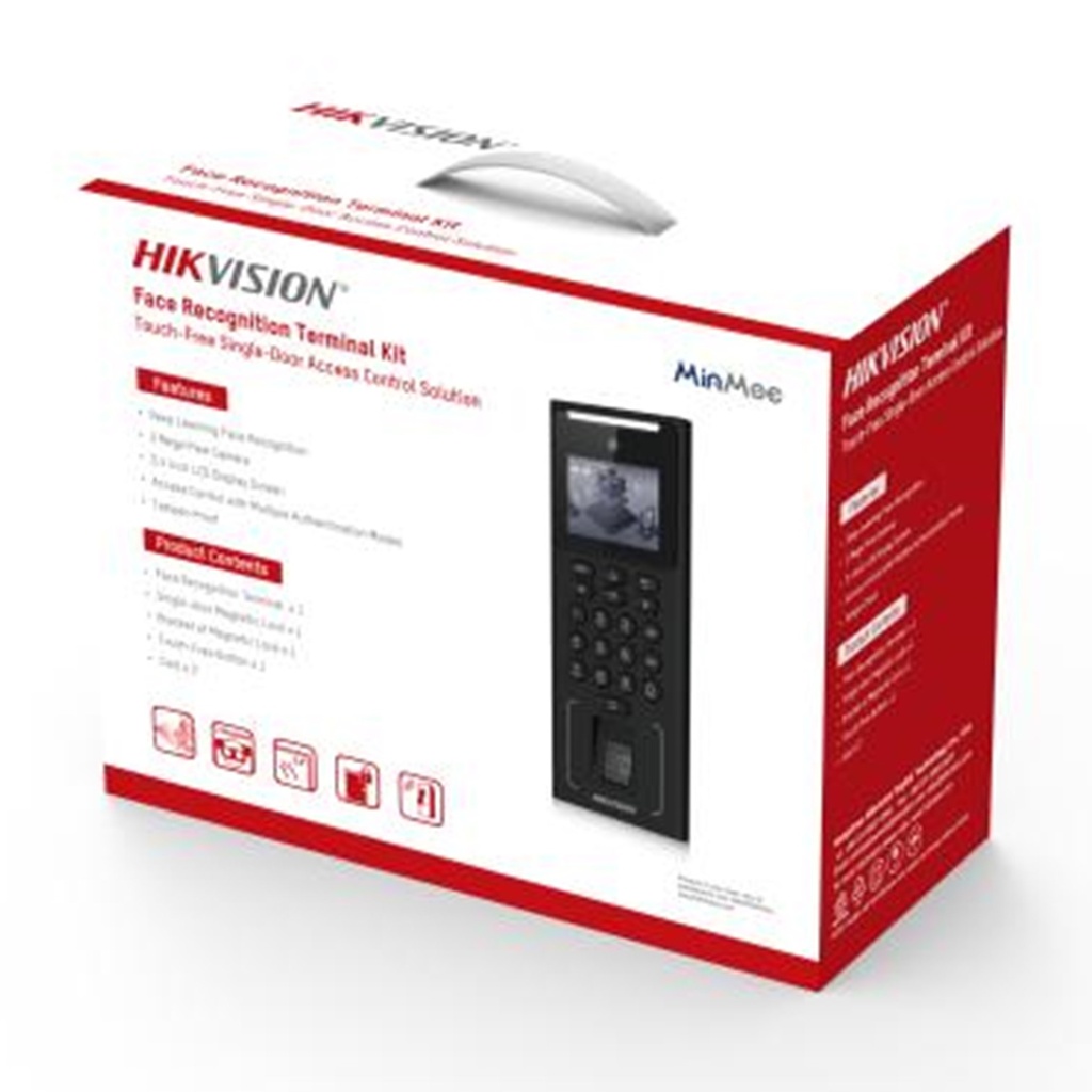 [DS-KAS321] Hikvision - Kit WiFi de Control de Acceso Lite TODO INCLUIDO con Lector de Rostros, Tarjetas y Huellas Incluye Electroimán Botón de Salida y Montajes Z y L para Imán