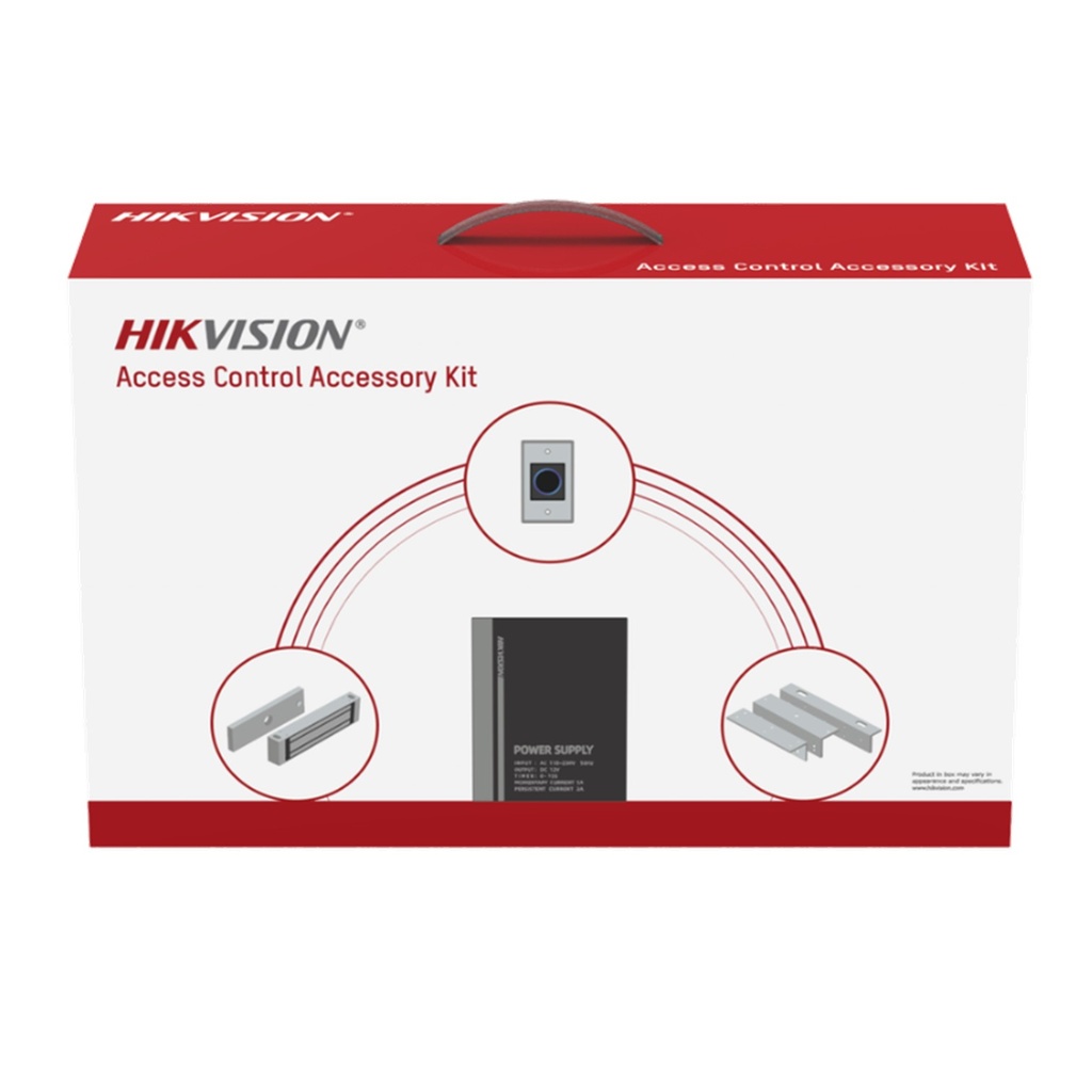 [DS-KAS-7M01] Hikvision - Kit de Accesorios para Control de Acceso Fuente 12 Vcd 2 A, Botón de Salida y Chapa Magnética 600 Lbs