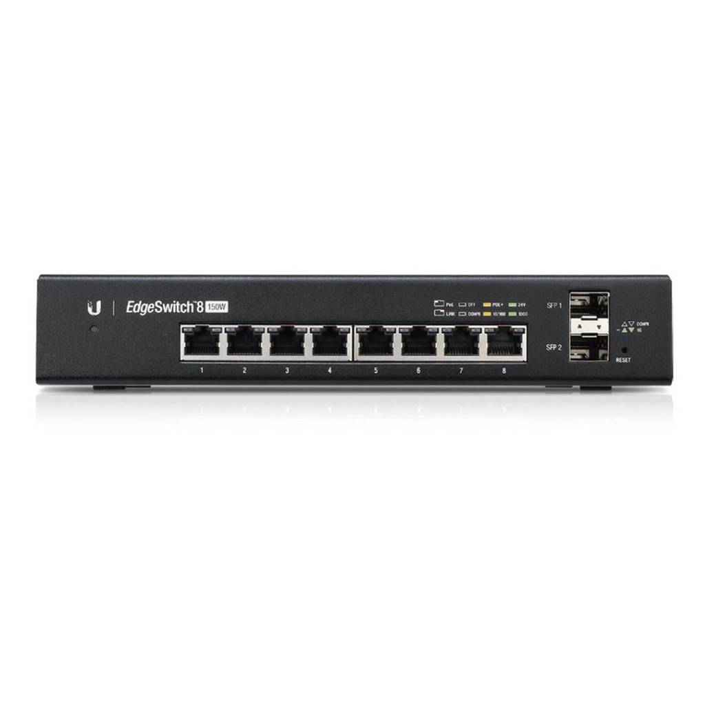 [ES-8-150W] Ubiquiti - Switch EdgeMAX Administrable de 8 Puertos Gigabit con PoE+/PoE Pasivo 24V + 2 Puertos SFP 150 W