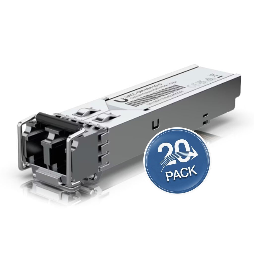 [UACC-OM-MM-1G-D-20] Ubiquiti - UFiber Módulo SFP Transceptor MiniGibic MultiModo 1.25 Gbps Distancia 550m Conectores LC [20 Unidades]