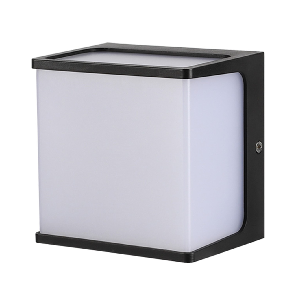 [LP-0641] Lucerna - Aplique Blanco / Negro 8w Policarbonato 3k IP65 120x120x92mm    