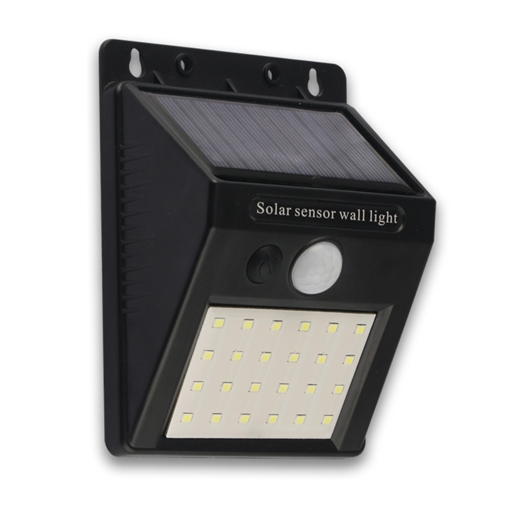 [LPS-1801] Lucerna - Aplique Solar Negro 3k Abs con sensor de movimiento y bateria 3,7v 1800mAh IP44