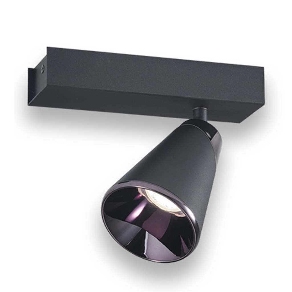 [S-VULCANO-A-N-1] Lucerna - Lampara tipo Aplique Negra 12W un foco 3 Tonos de Luz 3k - 4k - 6k