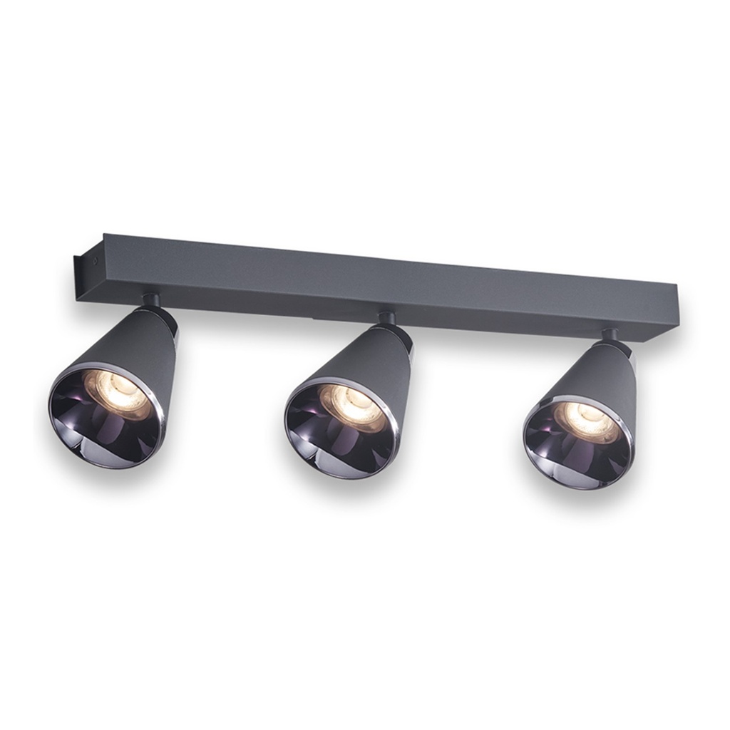 [S-VULCANO-A-N-3] Lucerna - Lampara tipo Aplique Negra 36W tres focos 3 Tonos de Luz 3k - 4k - 6k