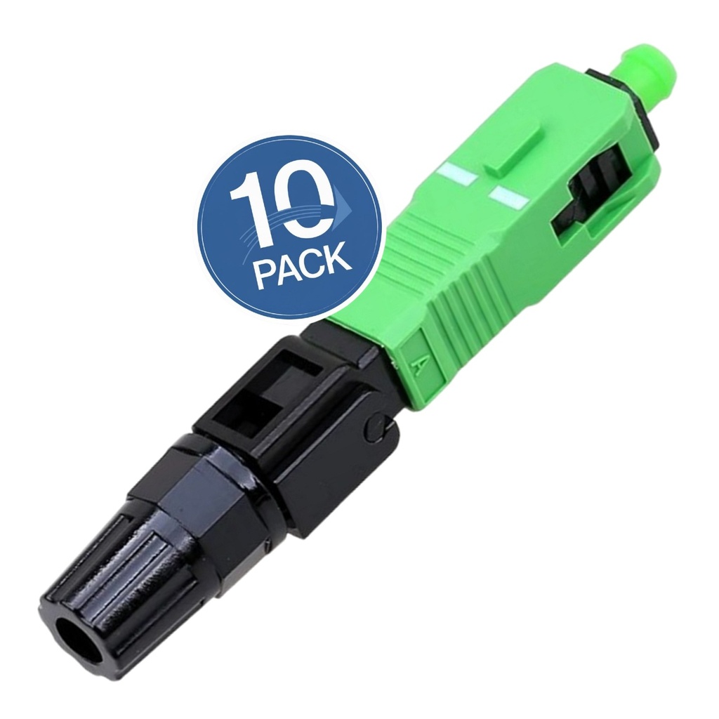 [WPF-CON-SCAPC-10UND] Wireplus - Conector de Fibra Optica FTTH SC-APC Verde [10 Unidades]