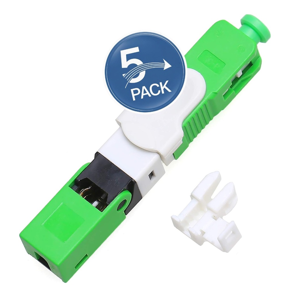 [WPF-CON-RAP-SCAPC-5UND] Wireplus - Conector Rapido de Fibra Optica FTTH SC-APC Verde [5 Unidades]