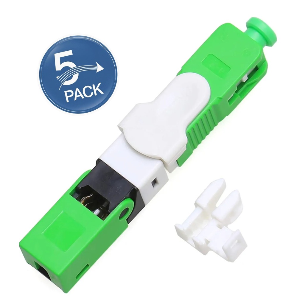 [WPF-CON-RAP-SCAPC-5UND] Wireplus - Conector Rapido de Fibra Optica FTTH SC-APC Verde [5 Unidades]