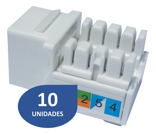 [WP-KRJ-C6WHITE-10UND] Wireplus  - Conector Keystone Jack Coupler RJ-45 Categoria 6 Blanco [10 Unidades]