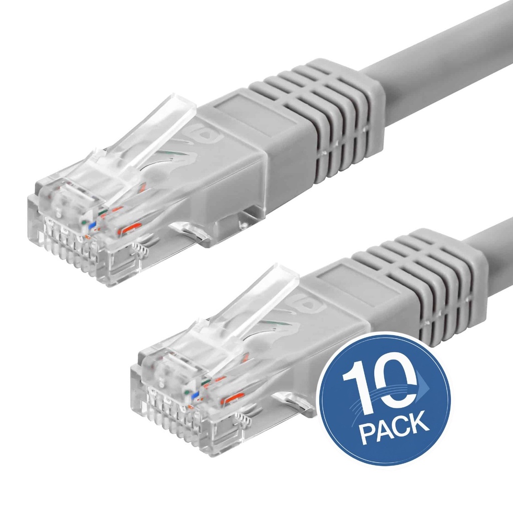 [WP-PC-C6-2GRAY-10UND] Wireplus - Patch Cord UTP CAT6 (Categoria 6) (Gris) [2 Metros] [10 Unidades]