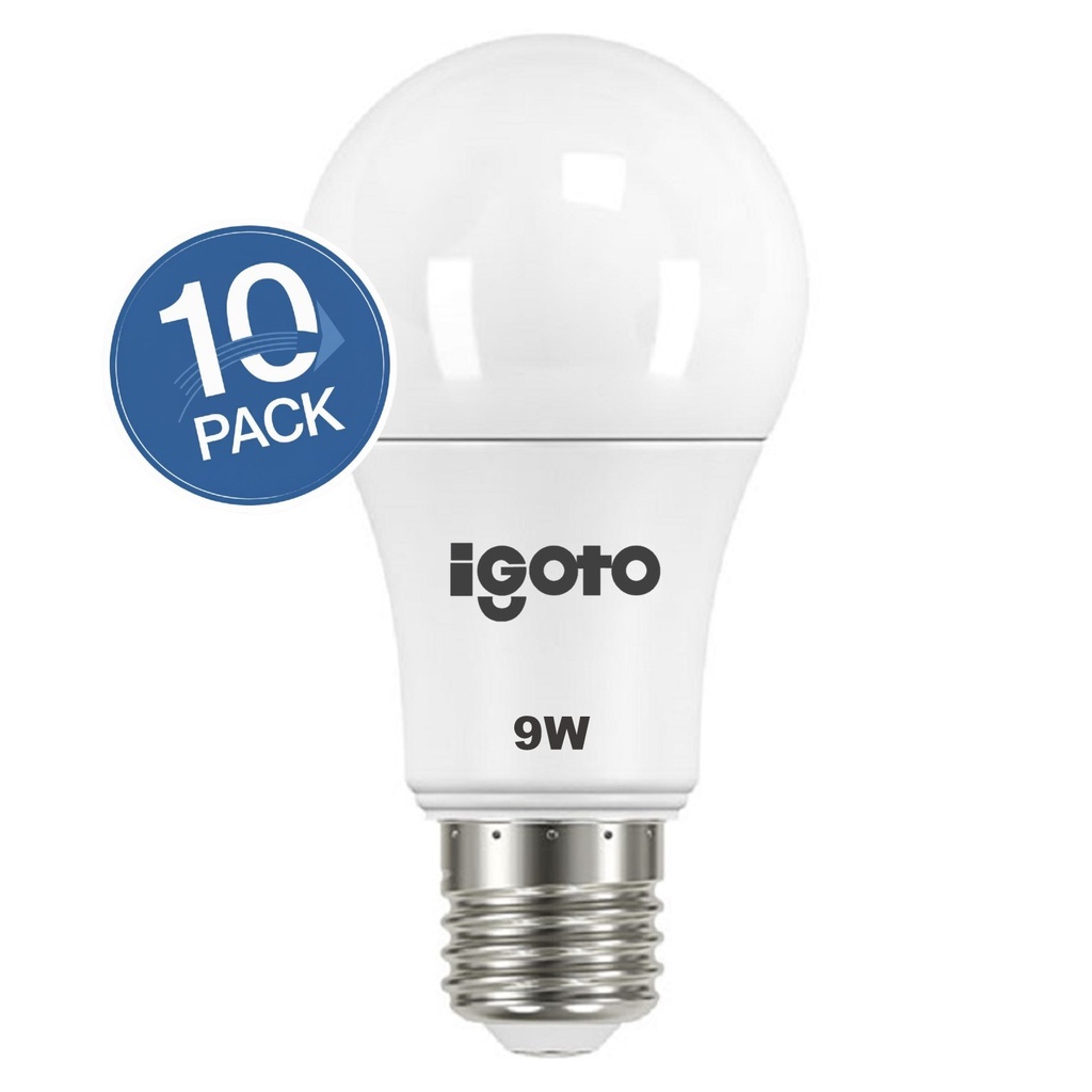 [IG-BL9W-10PACK] Igoto - Bombillo LED Bulbo 9W 6500K Luz Fria Rosca E27 [10 Unidades]