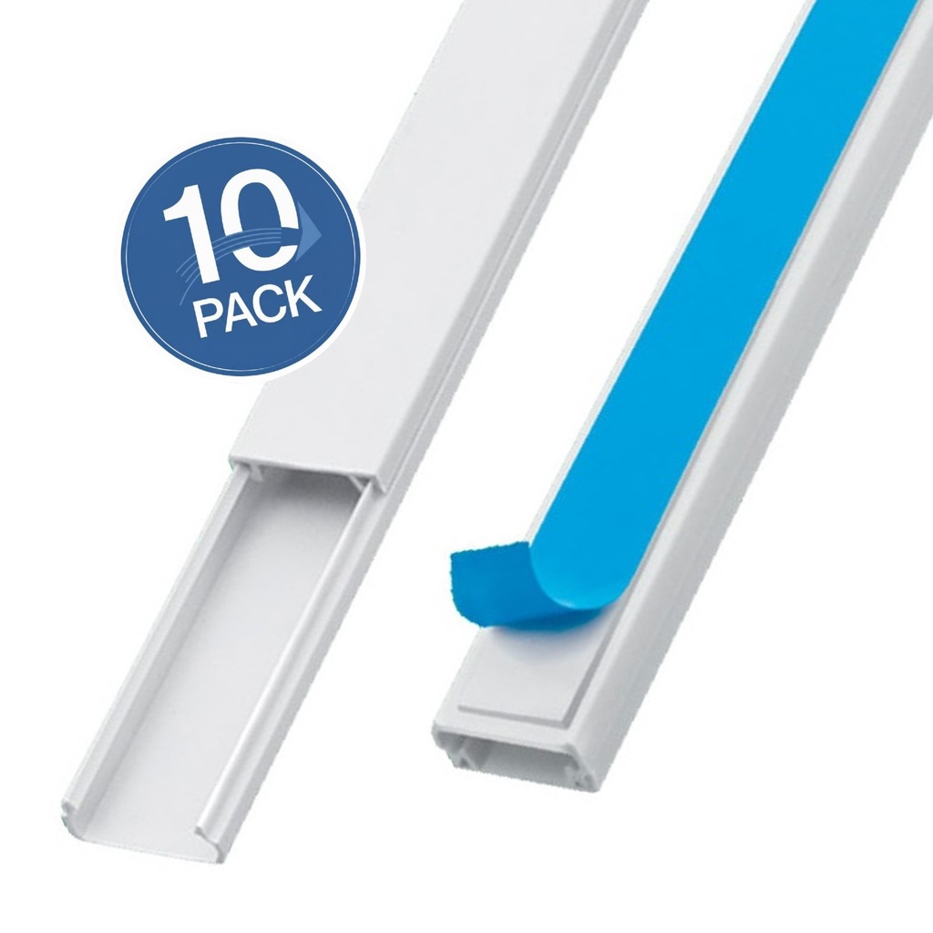 [WP-CANA2010-2M-10UND] Wireplus - Canaleta PVC Multiuso con Pegamento 20x10x2000 [10 Unidades]